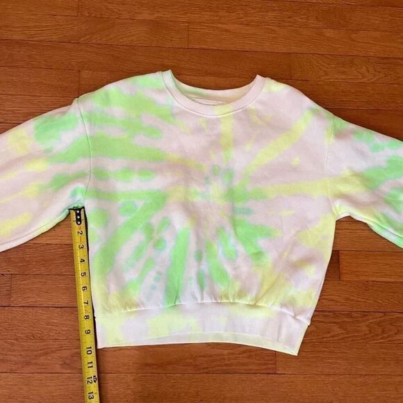 C'est Toi Green and White Tie Dye Cropped Sweatshirt NWT L - Picture 4 of 6